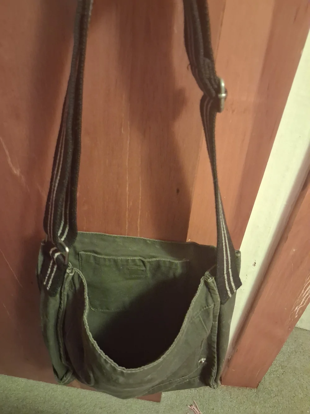Unbranded Olive Green Canvas Crossbody Messenger Bag